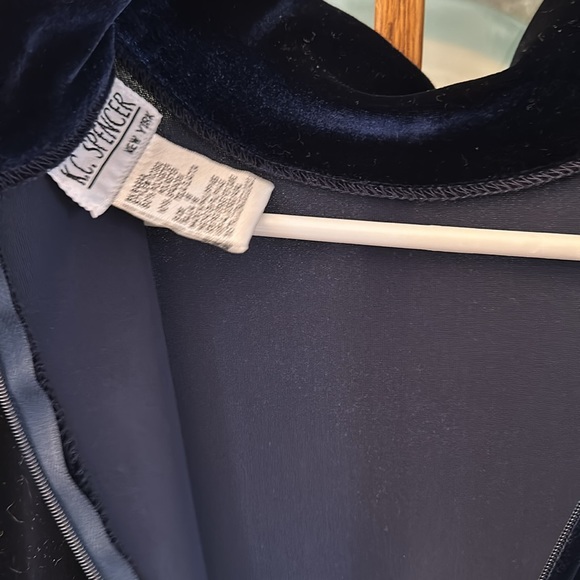 Ladies Navy Blue Velvet Look & Feel Dress - Picture 13 of 13